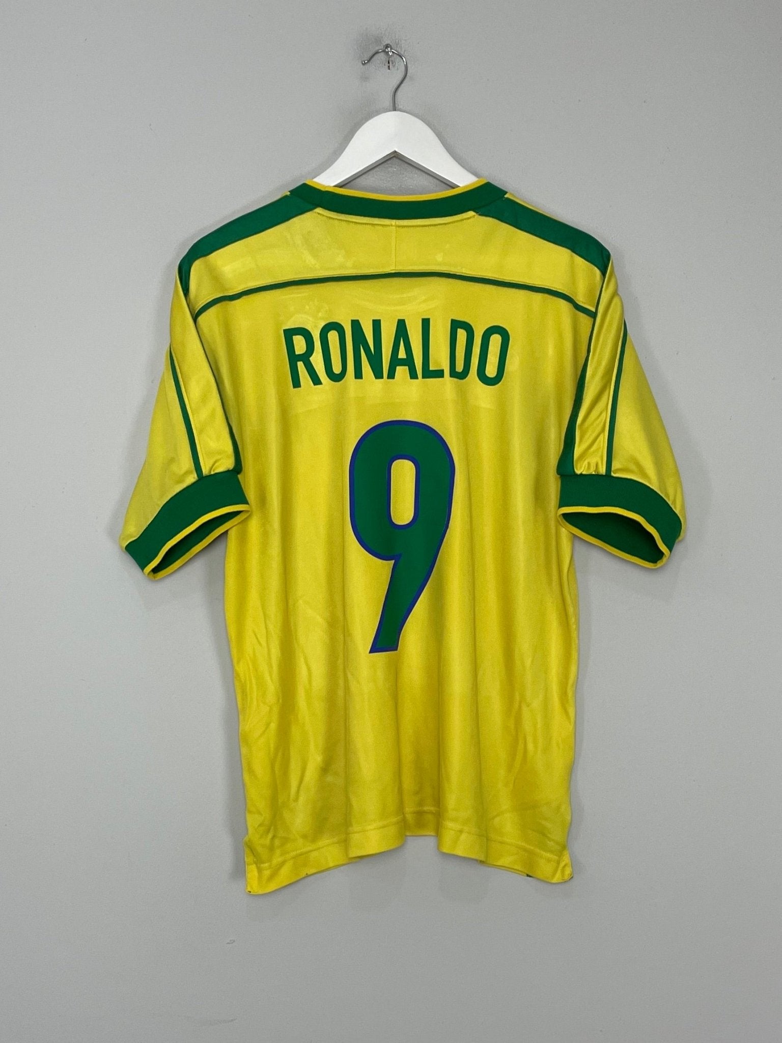 Shop 1998/00 BRAZIL RONALDO #9 HOME SHIRT (M) NIKE, classic football shirts, vintage football shirts & retro soccer jerseys at Cult Kits