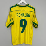 Shop 1998/00 BRAZIL RONALDO #9 HOME SHIRT (M) NIKE, classic football shirts, vintage football shirts & retro soccer jerseys at Cult Kits