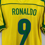 Shop 1998/00 BRAZIL RONALDO #9 HOME SHIRT (M) NIKE, classic football shirts, vintage football shirts & retro soccer jerseys at Cult Kits