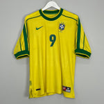 Shop 1998/00 BRAZIL RONALDO #9 HOME SHIRT (M) NIKE, classic football shirts, vintage football shirts & retro soccer jerseys at Cult Kits