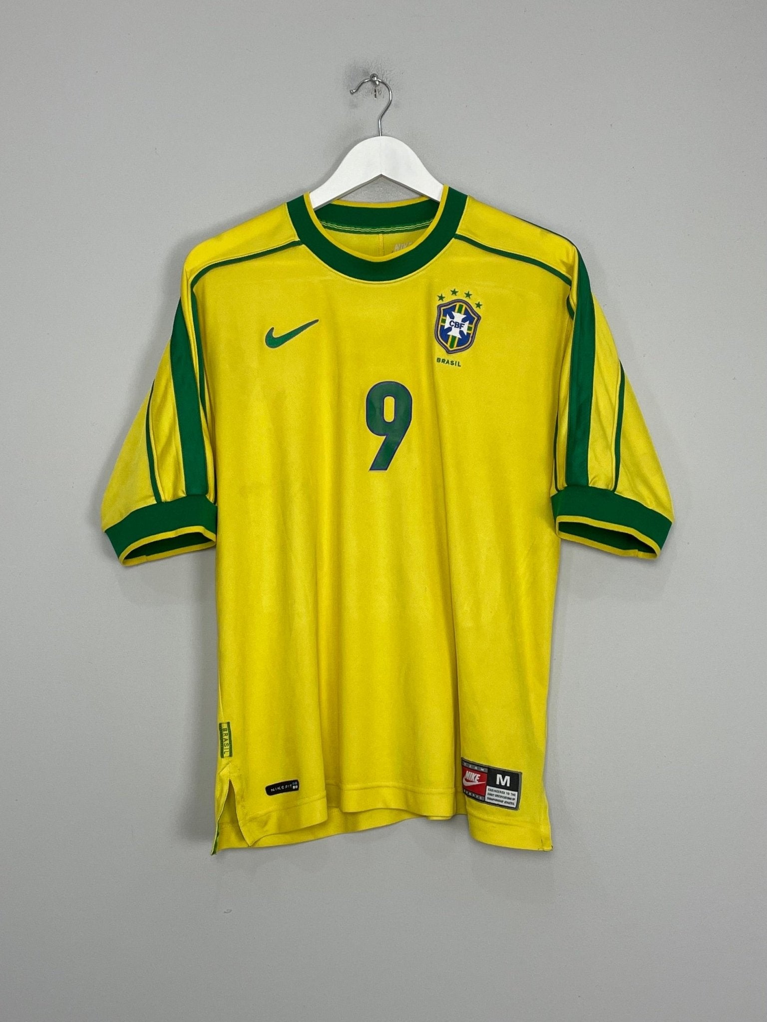 Shop 1998/00 BRAZIL RONALDO #9 HOME SHIRT (M) NIKE, classic football shirts, vintage football shirts & retro soccer jerseys at Cult Kits