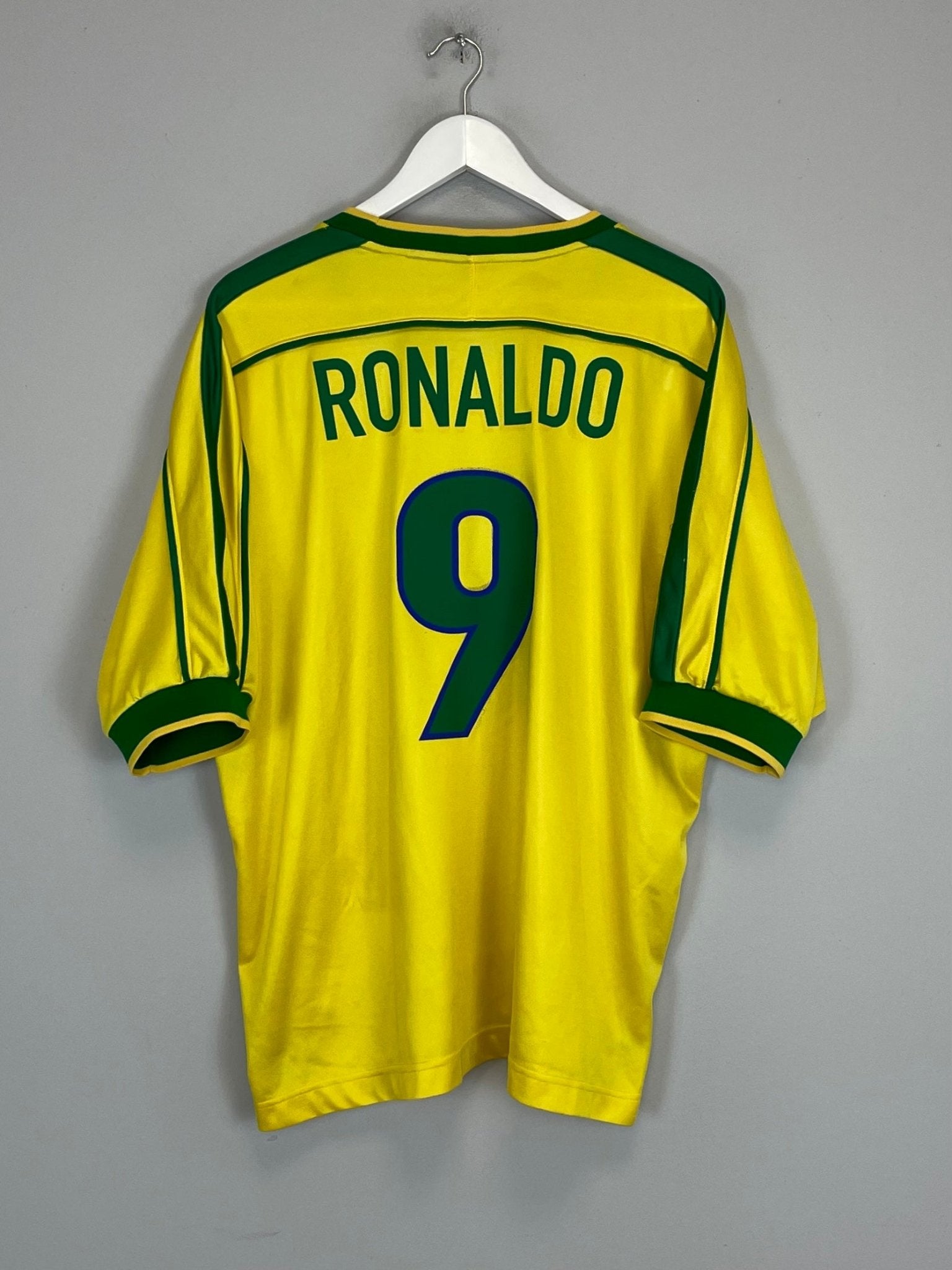 Shop 1998/00 BRAZIL RONALDO #9 HOME SHIRT (XL) NIKE, classic football shirts, vintage football shirts & retro soccer jerseys at Cult Kits