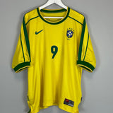 Shop 1998/00 BRAZIL RONALDO #9 HOME SHIRT (XL) NIKE, classic football shirts, vintage football shirts & retro soccer jerseys at Cult Kits