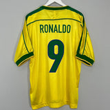 Shop 1998/00 BRAZIL RONALDO #9 HOME SHIRT (XL) NIKE, classic football shirts, vintage football shirts & retro soccer jerseys at Cult Kits