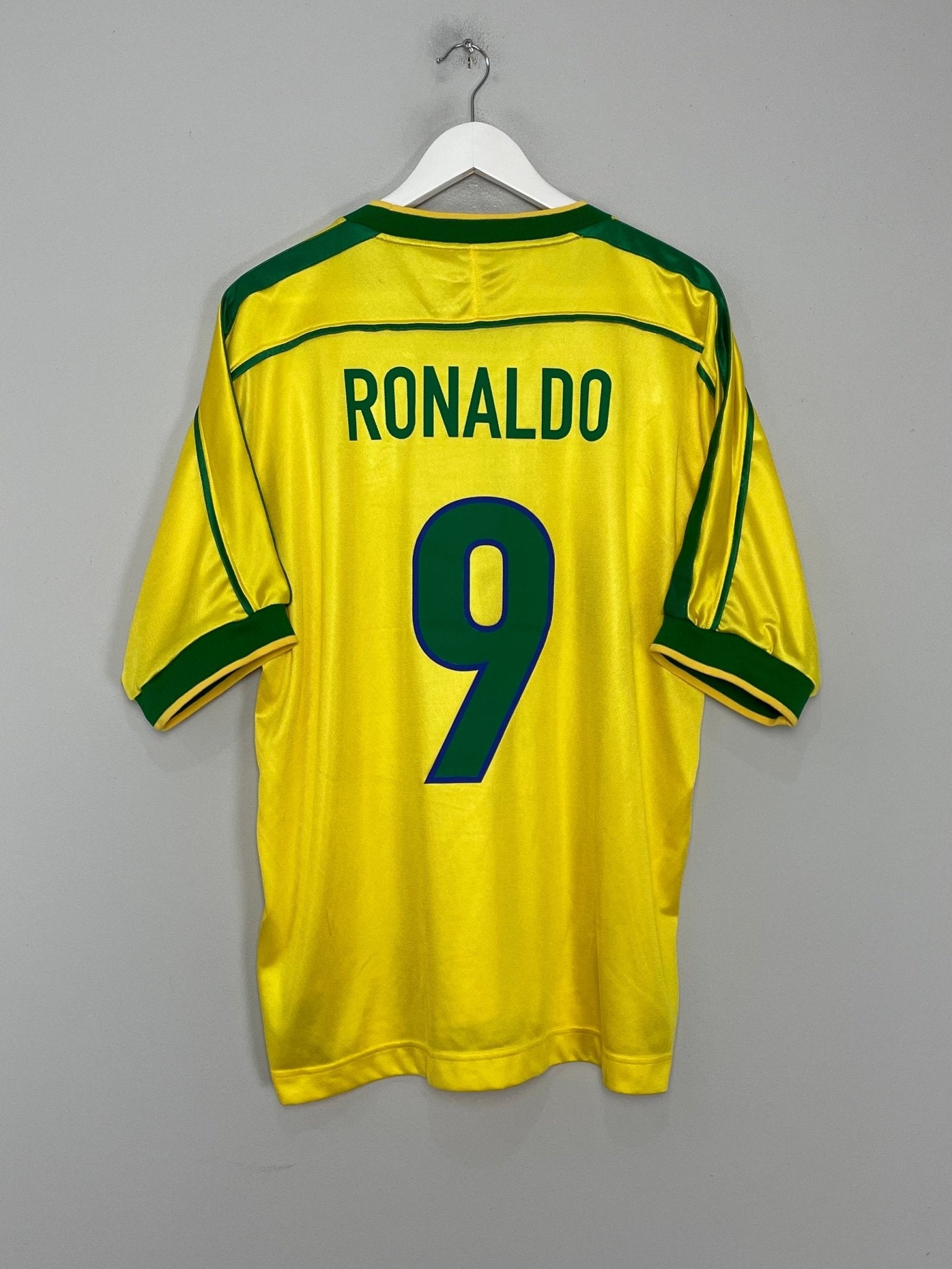 Shop 1998/00 BRAZIL RONALDO #9 HOME SHIRT (XL) NIKE, classic football shirts, vintage football shirts & retro soccer jerseys at Cult Kits
