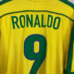 Shop 1998/00 BRAZIL RONALDO #9 HOME SHIRT (XL) NIKE, classic football shirts, vintage football shirts & retro soccer jerseys at Cult Kits