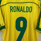 Shop 1998/00 BRAZIL RONALDO #9 HOME SHIRT (XL) NIKE, classic football shirts, vintage football shirts & retro soccer jerseys at Cult Kits