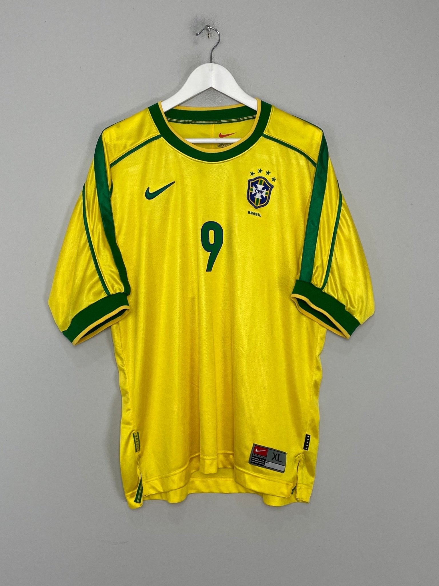 Shop 1998/00 BRAZIL RONALDO #9 HOME SHIRT (XL) NIKE, classic football shirts, vintage football shirts & retro soccer jerseys at Cult Kits