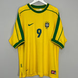 Shop 1998/00 BRAZIL RONALDO #9 HOME SHIRT (XXL) NIKE, classic football shirts, vintage football shirts & retro soccer jerseys at Cult Kits