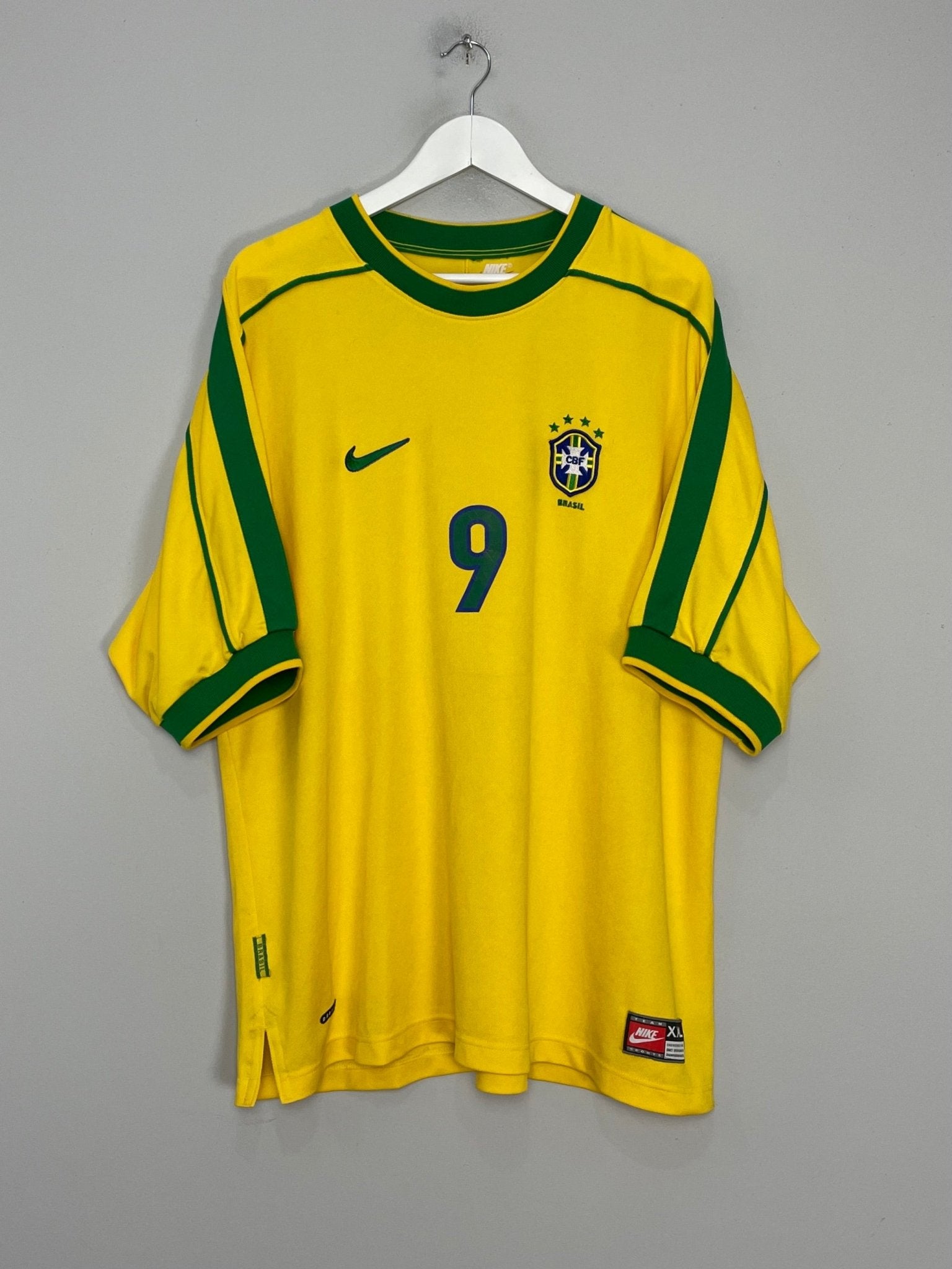 Shop 1998/00 BRAZIL RONALDO #9 HOME SHIRT (XXL) NIKE, classic football shirts, vintage football shirts & retro soccer jerseys at Cult Kits