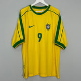 Shop 1998/00 BRAZIL RONALDO #9 HOME SHIRT (XXL) NIKE, classic football shirts, vintage football shirts & retro soccer jerseys at Cult Kits