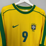 Shop 1998/00 BRAZIL RONALDO #9 HOME SHIRT (XXL) NIKE, classic football shirts, vintage football shirts & retro soccer jerseys at Cult Kits