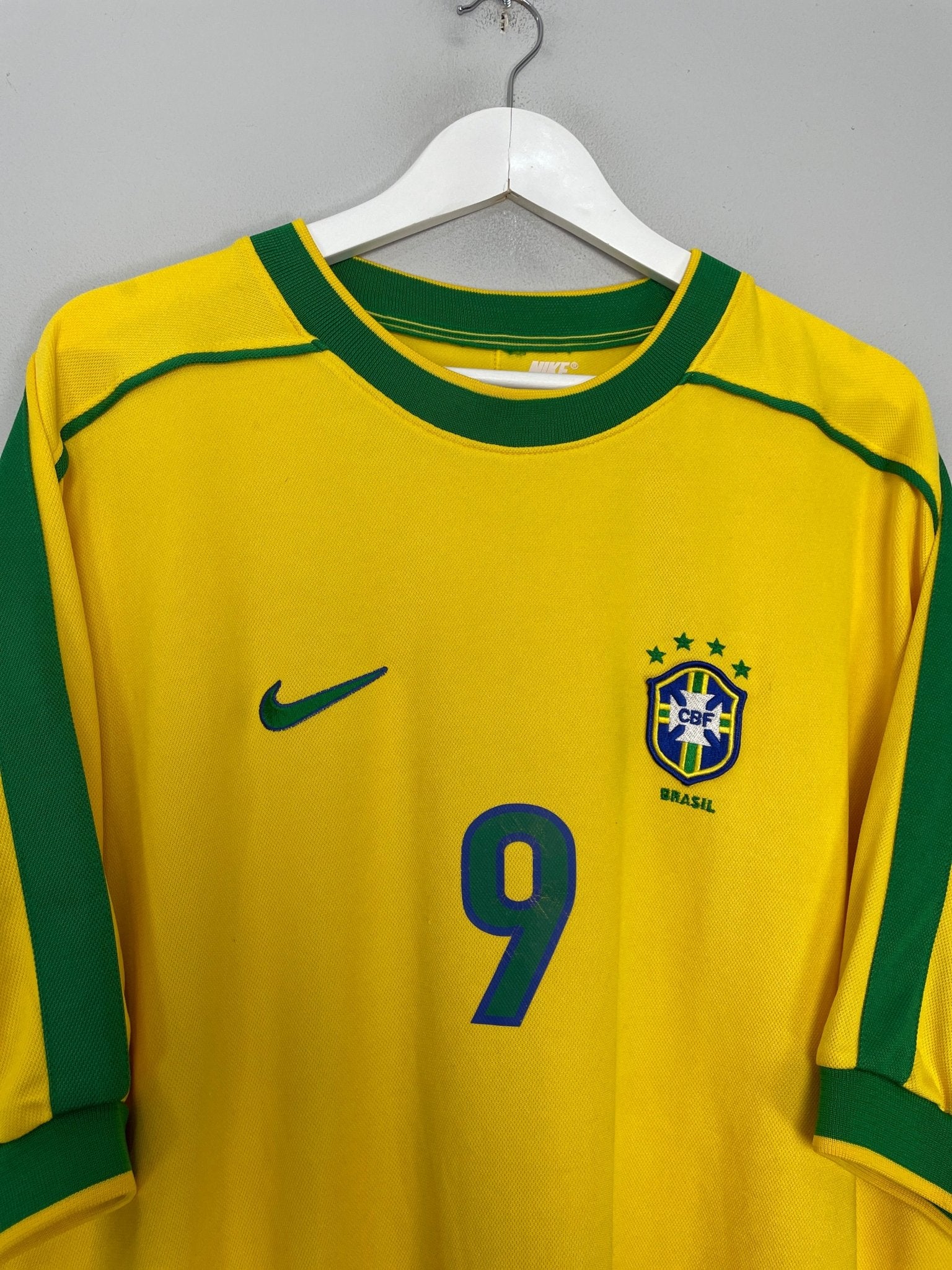 Shop 1998/00 BRAZIL RONALDO #9 HOME SHIRT (XXL) NIKE, classic football shirts, vintage football shirts & retro soccer jerseys at Cult Kits