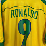 Shop 1998/00 BRAZIL RONALDO #9 HOME SHIRT (XXL) NIKE, classic football shirts, vintage football shirts & retro soccer jerseys at Cult Kits