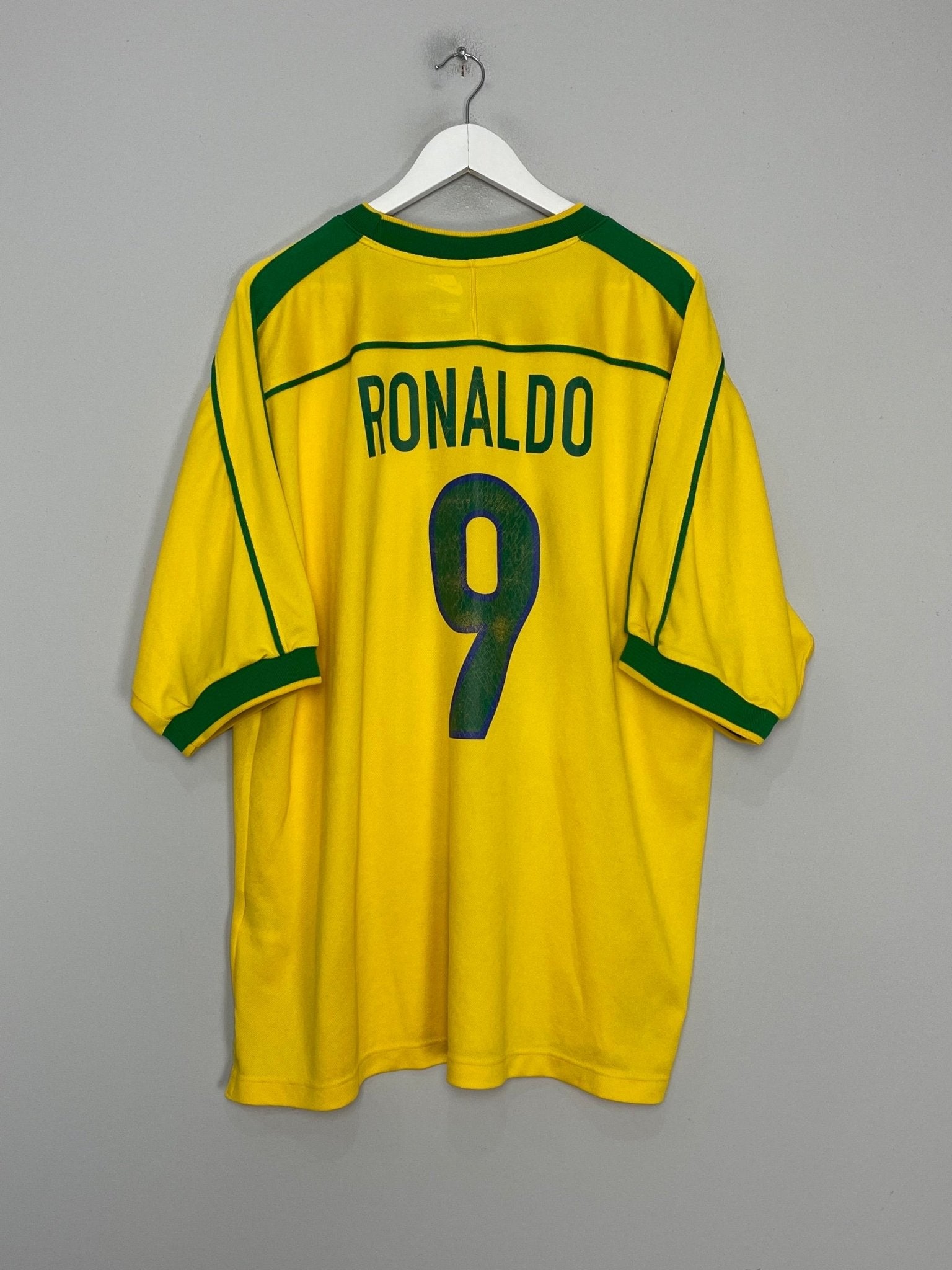 Shop 1998/00 BRAZIL RONALDO #9 HOME SHIRT (XXL) NIKE, classic football shirts, vintage football shirts & retro soccer jerseys at Cult Kits