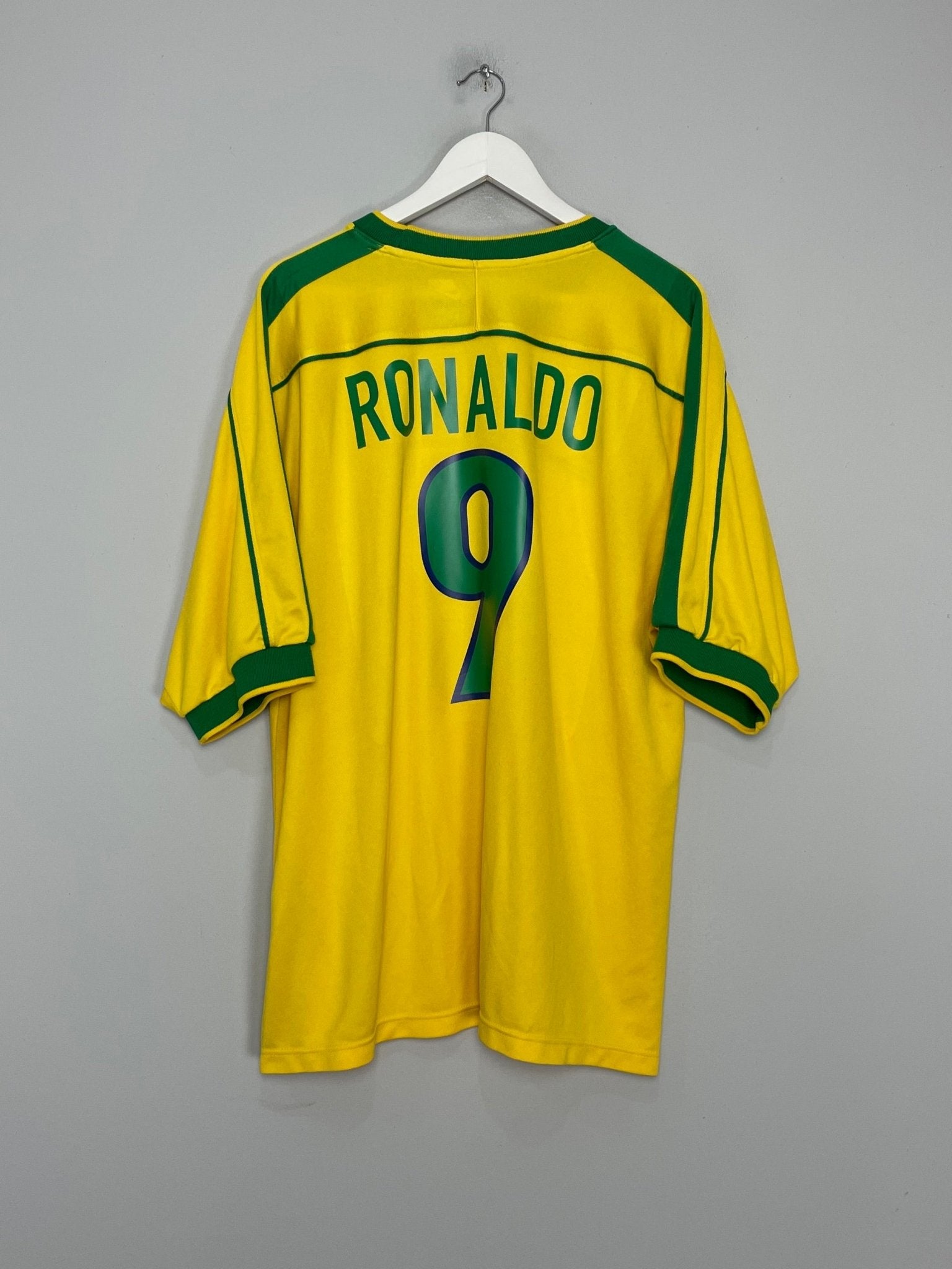 Shop 1998/00 BRAZIL RONALDO #9 HOME SHIRT (XXL) NIKE, classic football shirts, vintage football shirts & retro soccer jerseys at Cult Kits