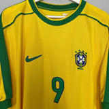 Shop 1998/00 BRAZIL RONALDO #9 HOME SHIRT (XXL) NIKE, classic football shirts, vintage football shirts & retro soccer jerseys at Cult Kits