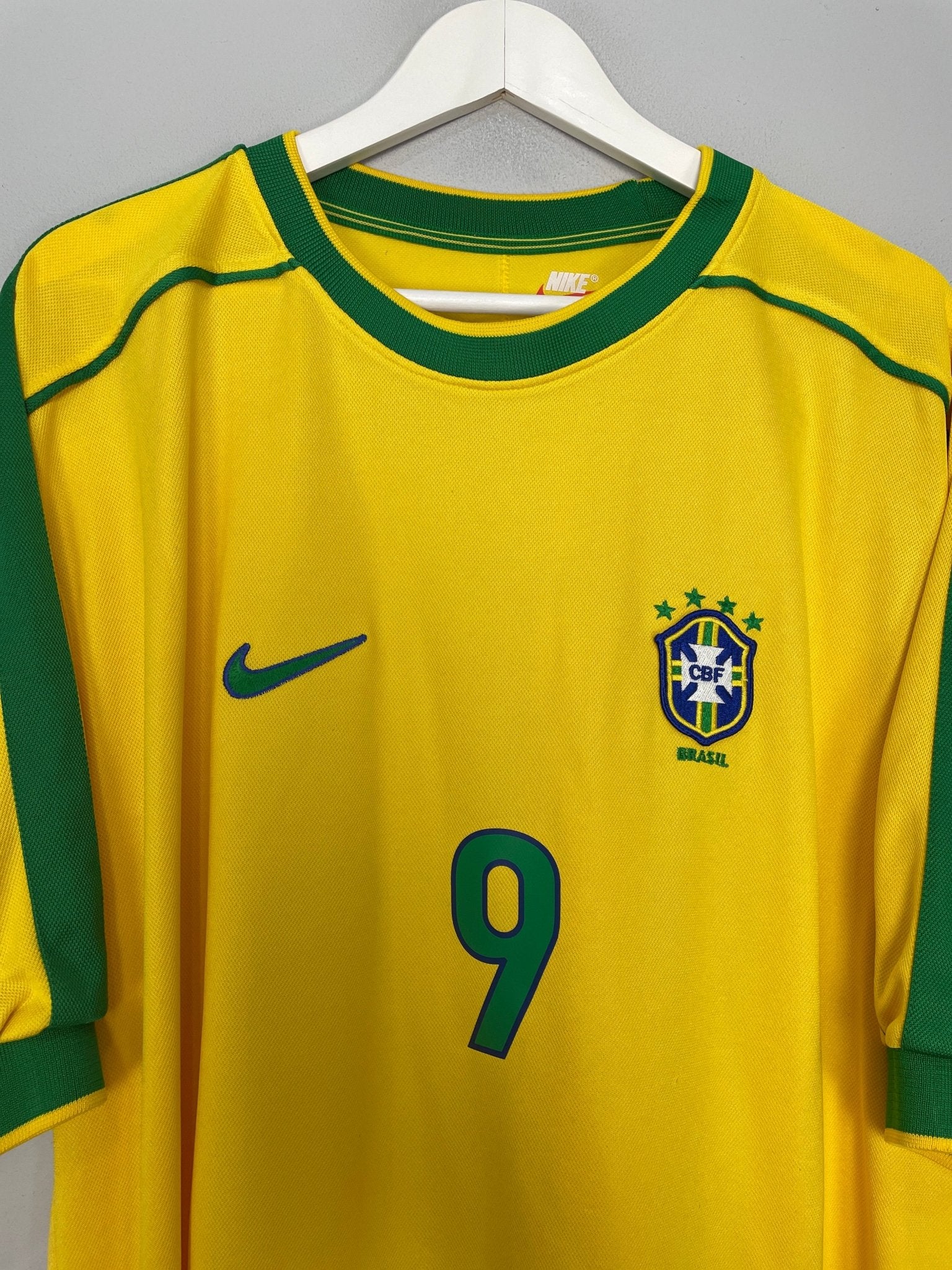 Shop 1998/00 BRAZIL RONALDO #9 HOME SHIRT (XXL) NIKE, classic football shirts, vintage football shirts & retro soccer jerseys at Cult Kits