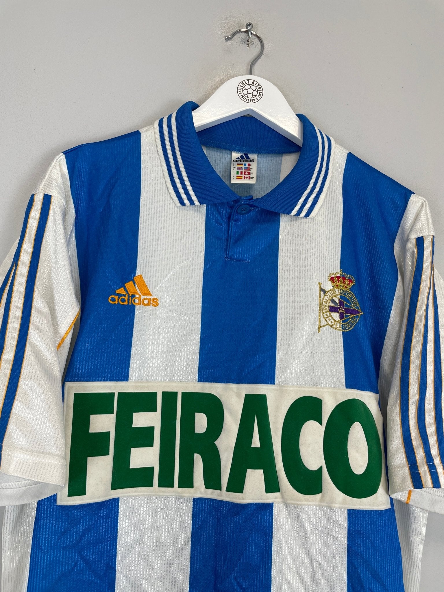 Shop 1998/00 DEPORTIVO LA CORUNA HOME SHIRT (L) ADIDAS, classic football shirts, vintage football shirts & retro soccer jerseys at Cult Kits