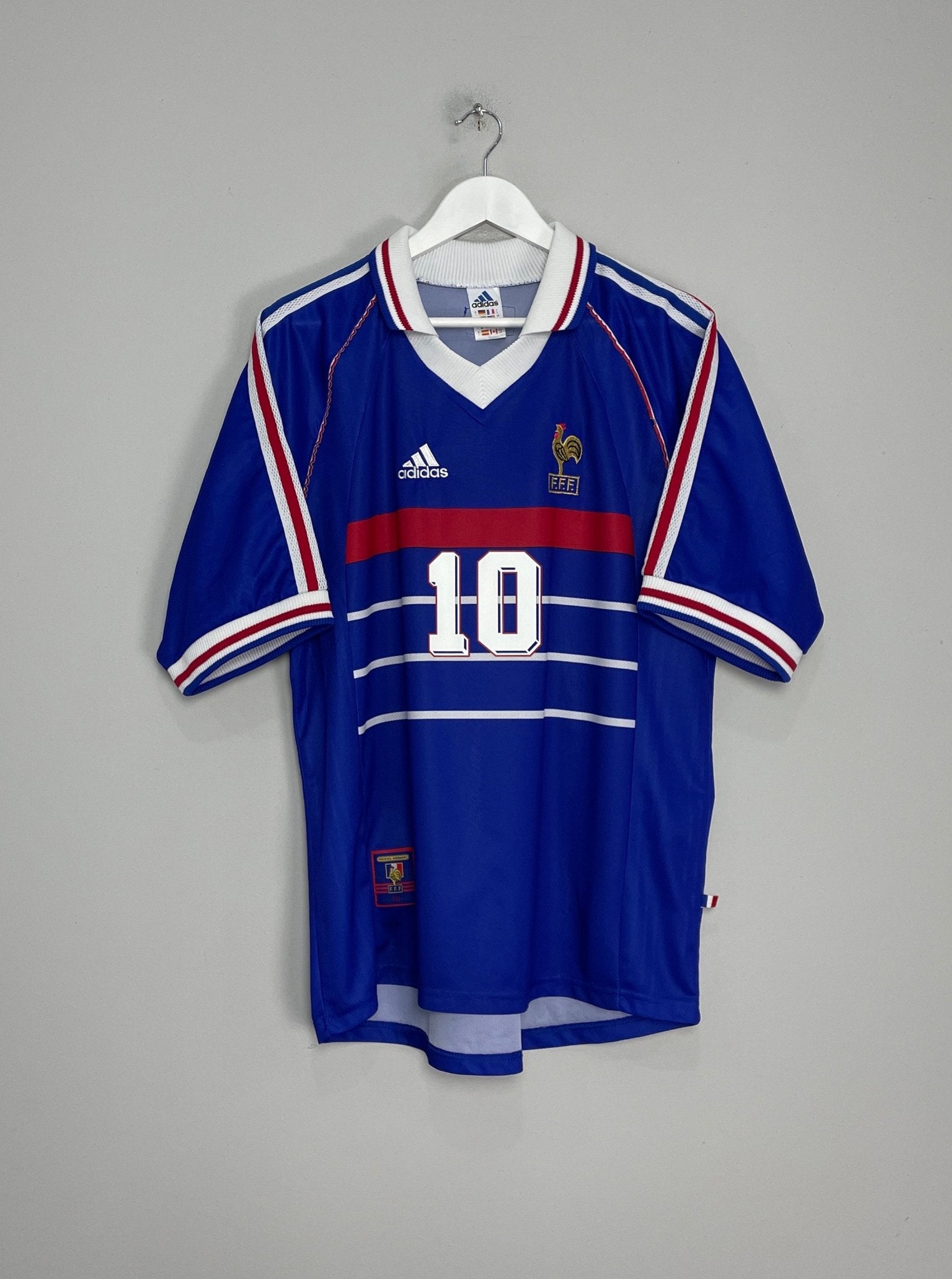 Shop 1998/00 FRANCE ZIDANE #10 HOME SHIRT (L) ADIDAS, classic football shirts, vintage football shirts & retro soccer jerseys at Cult Kits