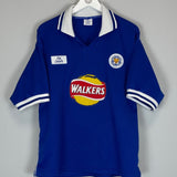 Shop 1998/00 LEICESTER CITY ELLIOT #18 HOME SHIRT (L) FOX LEISURE, classic football shirts, vintage football shirts & retro soccer jerseys at Cult Kits