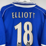 Shop 1998/00 LEICESTER CITY ELLIOT #18 HOME SHIRT (L) FOX LEISURE, classic football shirts, vintage football shirts & retro soccer jerseys at Cult Kits