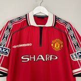 Shop 1998/00 MANCHESTER UNITED BECKHAM #7 *FA CUP* HOME SHIRT (XL) UMBRO, classic football shirts, vintage football shirts & retro soccer jerseys at Cult Kits