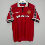 Shop 1998/00 MANCHESTER UNITED BECKHAM #7 HOME SHIRT (L) UMBRO, classic football shirts, vintage football shirts & retro soccer jerseys at Cult Kits