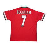 Buy 1998/00 Manchester United Beckham 7 Home Shirt (L) Umbro ~ Free worldwide shipping ~ Authentic Vintage Football Shirts from Cult Kits