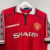 Shop 1998/00 MANCHESTER UNITED BECKHAM #7 HOME SHIRT (L) UMBRO, classic football shirts, vintage football shirts & retro soccer jerseys at Cult Kits