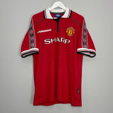 Shop 1998/00 MANCHESTER UNITED BECKHAM #7 HOME SHIRT (XL) UMBRO, classic football shirts, vintage football shirts & retro soccer jerseys at Cult Kits