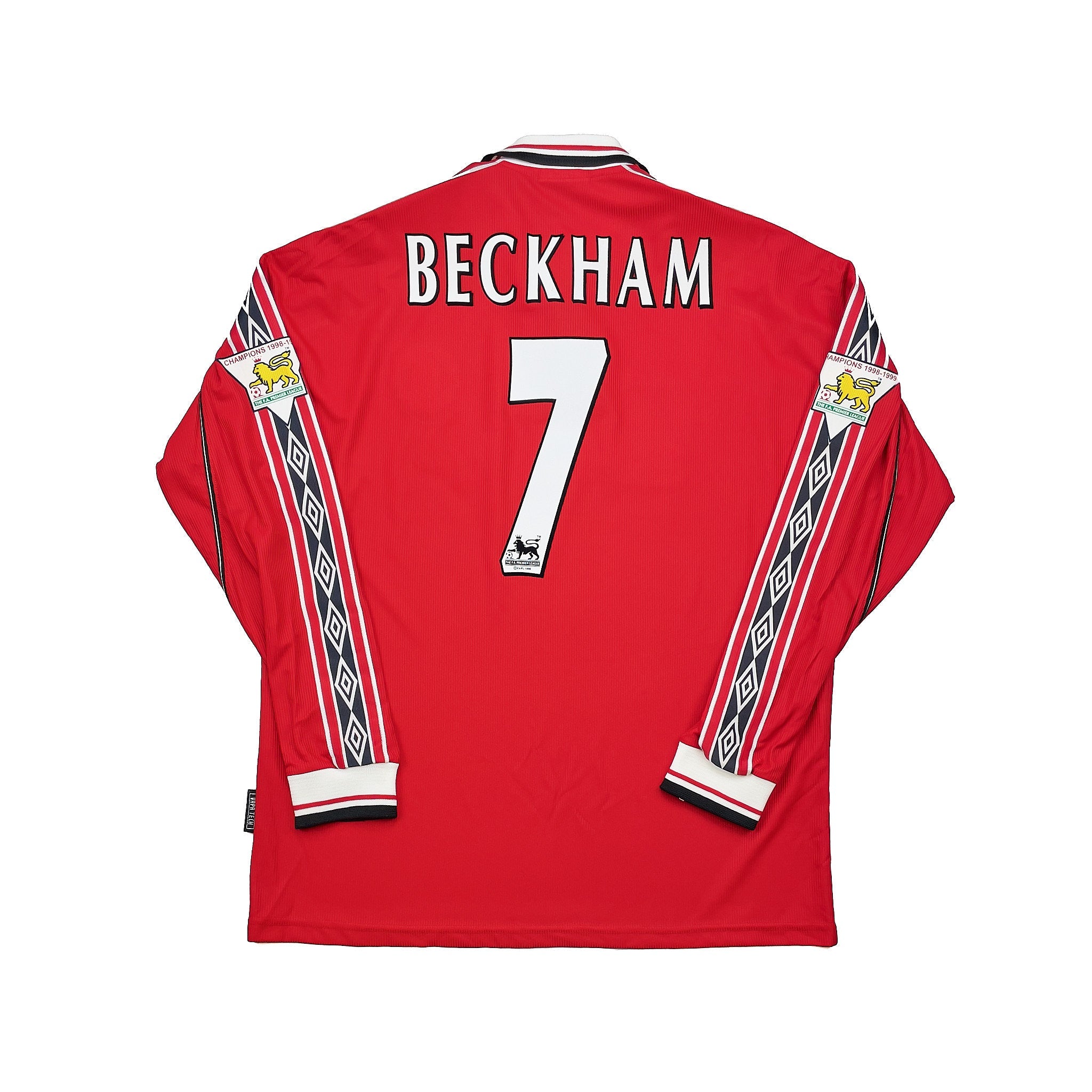 Buy 1998/00 Manchester United Beckham 7 L/S Home Shirt (XL) Umbro ~ Free worldwide shipping ~ Authentic Vintage Football Shirts from Cult Kits
