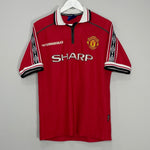 Shop 1998/00 MANCHESTER UNITED HOME SHIRT (L) UMBRO, classic football shirts, vintage football shirts & retro soccer jerseys at Cult Kits