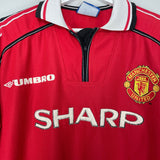 Shop 1998/00 MANCHESTER UNITED HOME SHIRT (L) UMBRO, classic football shirts, vintage football shirts & retro soccer jerseys at Cult Kits