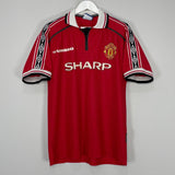 Shop 1998/00 MANCHESTER UNITED HOME SHIRT (L) UMBRO, classic football shirts, vintage football shirts & retro soccer jerseys at Cult Kits