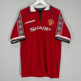 Shop 1998/00 MANCHESTER UNITED HOME SHIRT (XL) UMBRO, classic football shirts, vintage football shirts & retro soccer jerseys at Cult Kits