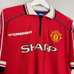 Shop 1998/00 MANCHESTER UNITED HOME SHIRT (XL) UMBRO, classic football shirts, vintage football shirts & retro soccer jerseys at Cult Kits