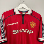 Shop 1998/00 MANCHESTER UNITED SOLSKJAER #20 HOME SHIRT (XL) UMBRO, classic football shirts, vintage football shirts & retro soccer jerseys at Cult Kits