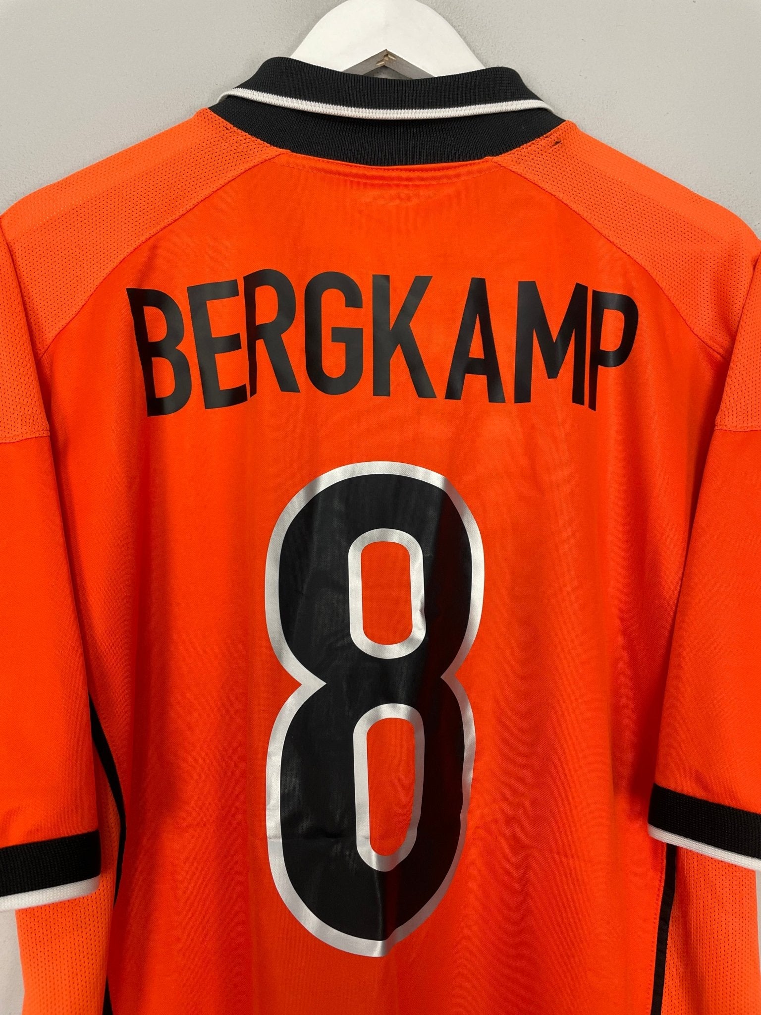 Shop 1998/00 NETHERLANDS BERGKAMP #8 HOME SHIRT (L) NIKE, classic football shirts, vintage football shirts & retro soccer jerseys at Cult Kits