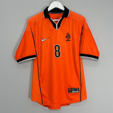 Shop 1998/00 NETHERLANDS BERGKAMP #8 HOME SHIRT (M) NIKE, classic football shirts, vintage football shirts & retro soccer jerseys at Cult Kits