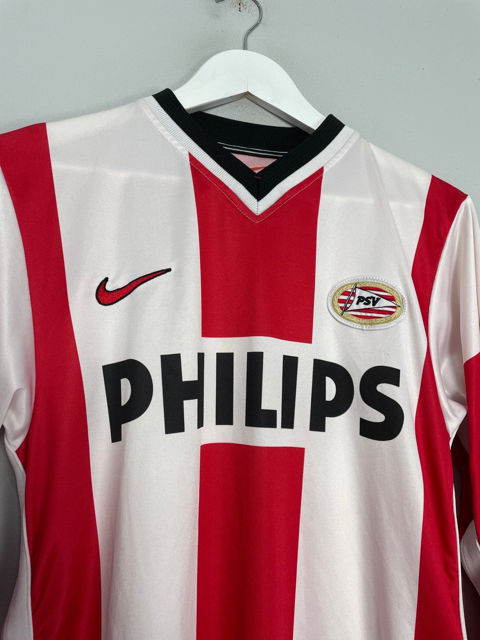 Shop 1998/00 PSV #9 L/S *PLAYER ISSUE* HOME SHIRT (S) NIKE, classic football shirts, vintage football shirts & retro soccer jerseys at Cult Kits