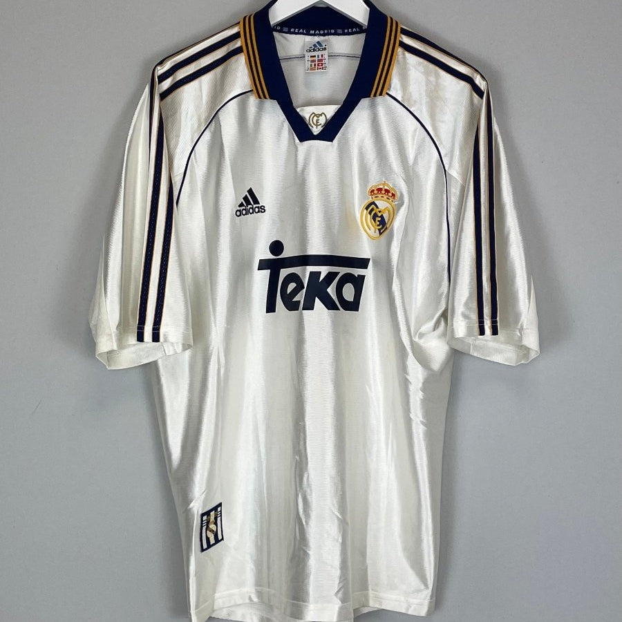 1998/00 REAL MADRID *EUROPEAN CHAMPIONS* HOME SHIRT L) ADIDAS - Cult Kits - Large - Buy Vintage Football Shirts, Authentic Retro Football Shirts For Sale, Classic Football Shirts & Soccer Jersey