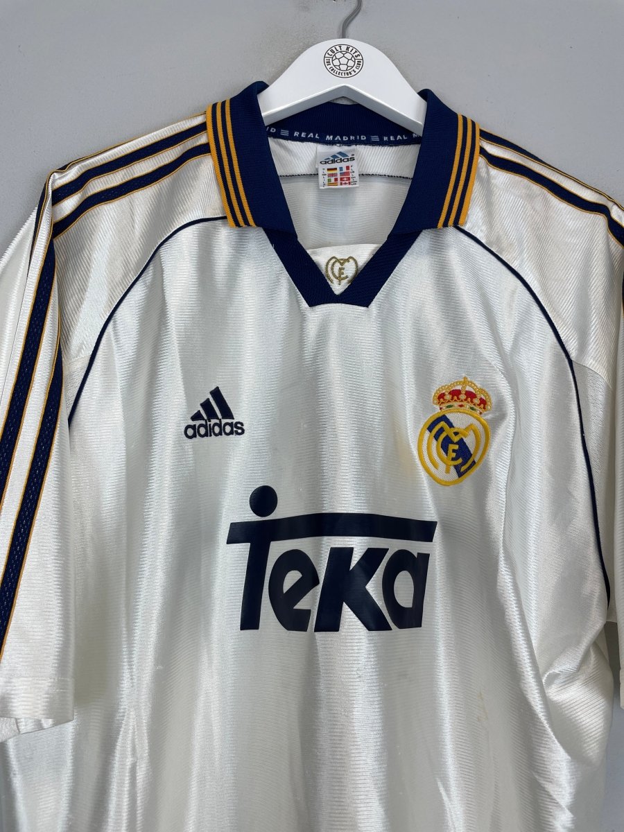 1998/00 REAL MADRID *EUROPEAN CHAMPIONS* HOME SHIRT L) ADIDAS - Cult Kits - Large - Buy Vintage Football Shirts, Authentic Retro Football Shirts For Sale, Classic Football Shirts & Soccer Jersey