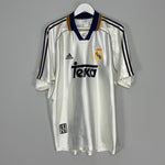 Shop 1998/00 REAL MADRID GUTI #14 HOME SHIRT (L) ADIDAS, classic football shirts, vintage football shirts & retro soccer jerseys at Cult Kits