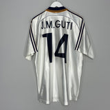 Shop 1998/00 REAL MADRID GUTI #14 HOME SHIRT (L) ADIDAS, classic football shirts, vintage football shirts & retro soccer jerseys at Cult Kits