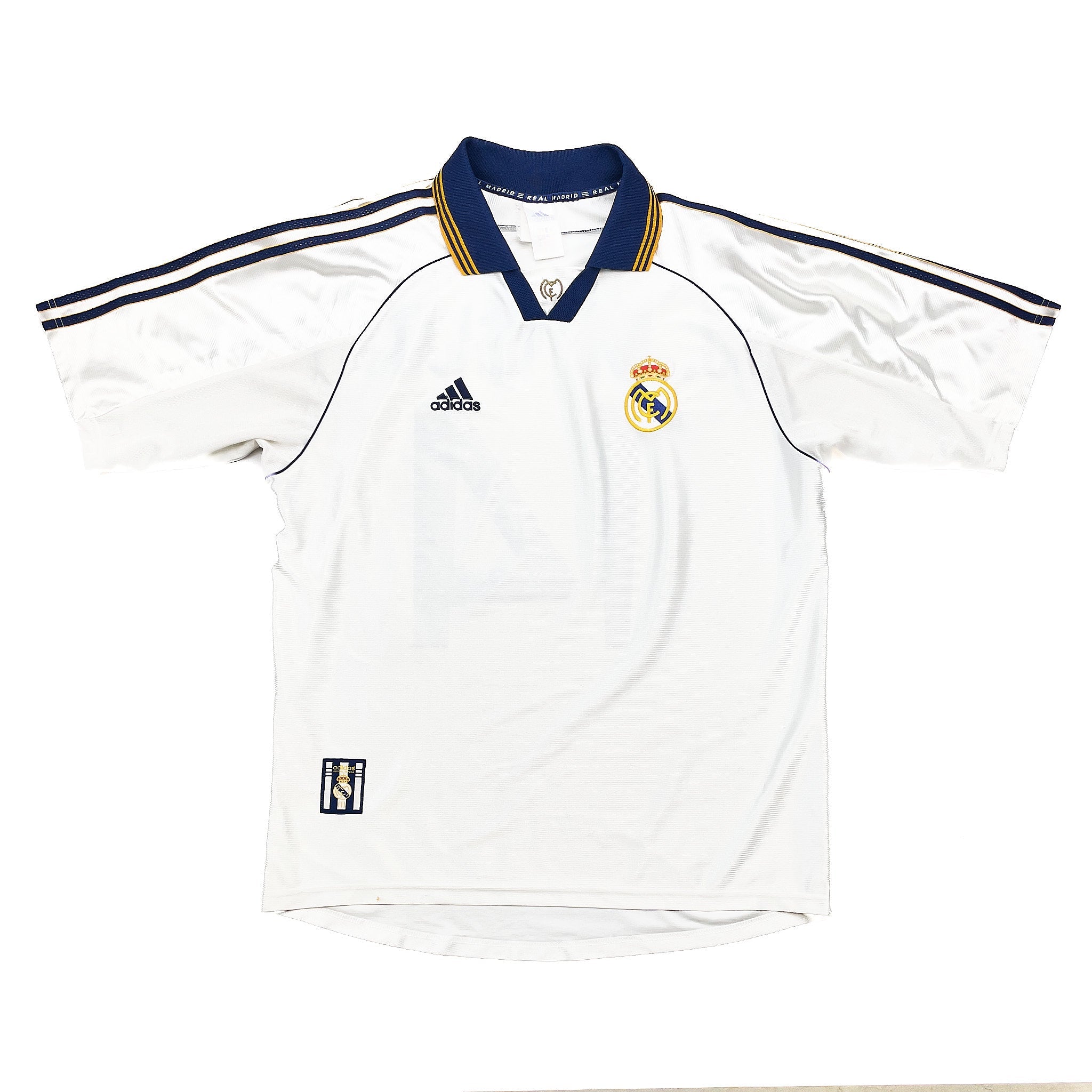 Buy 1998/00 Real Madrid J.M Guti 14 Home Shirt (L) Adidas ~ Free worldwide shipping available ~ Authentic Vintage Football Shirts from Cult Kits