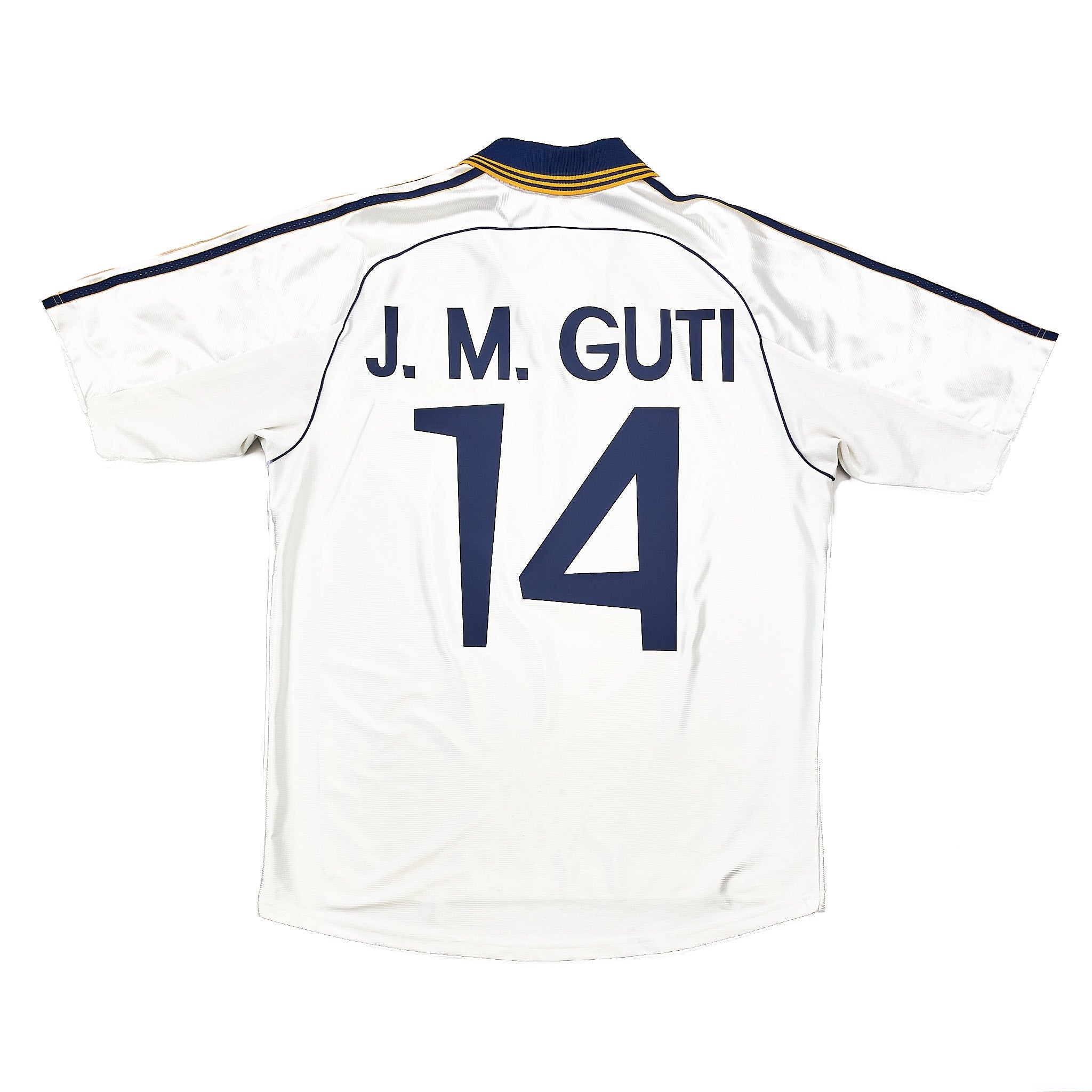 Buy 1998/00 Real Madrid J.M Guti 14 Home Shirt (L) Adidas ~ Free worldwide shipping available ~ Authentic Vintage Football Shirts from Cult Kits