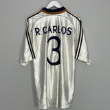 Shop 1998/00 REAL MADRID R. CARLOS #3 HOME SHIRT (XL) ADIDAS, classic football shirts, vintage football shirts & retro soccer jerseys at Cult Kits