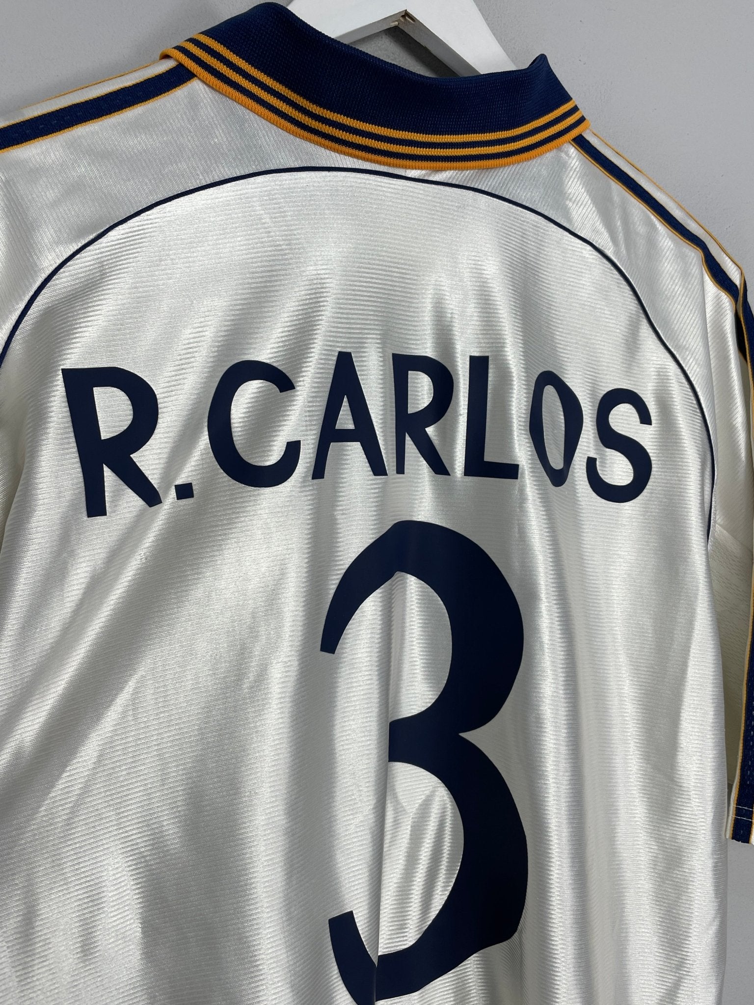 Shop 1998/00 REAL MADRID R. CARLOS #3 HOME SHIRT (XL) ADIDAS, classic football shirts, vintage football shirts & retro soccer jerseys at Cult Kits