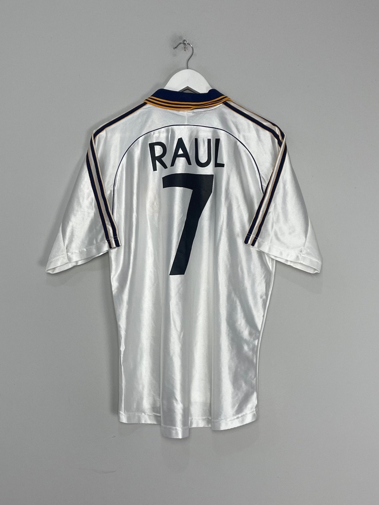 Shop 1998/00 REAL MADRID RAUL #7 HOME SHIRT (M) ADIDAS, classic football shirts, vintage football shirts & retro soccer jerseys at Cult Kits